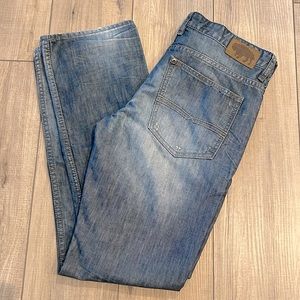 Buffalo Men’s Blue Jeans with 32” Waist and 32” Inseam.